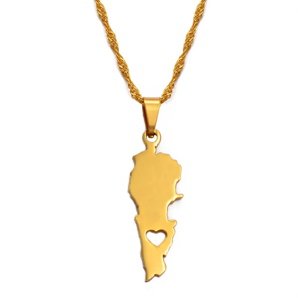 Anniyo Lebanon Country Map Pendant Necklaces Gold Color Jewelry Liban Maps of Lebanese Patriotic s @018521