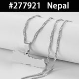 Egypt Nepal Sri Lanka Saudi Arabia Turkey Yemen Qatar Map Pendant Necklaces Polished Flat Design National Jewelry #277821