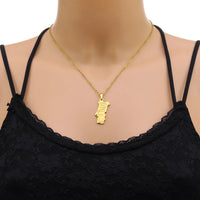 2024 new fashion stainless steel Portugal map pendant necklace temperament everything collarbone chain birthday anniversary gift