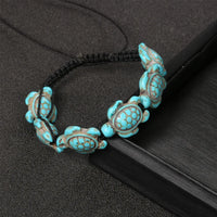Turtle Hand Woven Bracelet Bohemian Style Ocean Series Vacation Style Turtle Woven Ankle Chain
