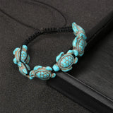 Turtle Hand Woven Bracelet Bohemian Style Ocean Series Vacation Style Turtle Woven Ankle Chain