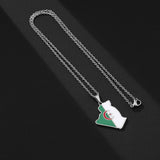 2024 new fashion stainless steel Algerian map pendant necklace temperament everything collarbone chain birthday anniversary smal