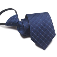 Zipper Ties For Men Women Striped Mens Tie For Business Wedding Skinny Neck Tie Casual Slim Blue deep Light navy blue Necktie