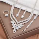 5PC Women's Trendy Claw Chain Leaf Earrings Necklace Bracelet Ring Jewelry Set Wedding Banquet Party Holiday Gift