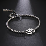 Stainless Steel Bracelet for Men Women Hindu Symbol Pendant Bracelet Simple Fashion Jewelry for Birthday Party Gift