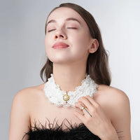 Pearl Beaded Lace Trim Collar Ribbons Women Necklace Wedding Jewelry for Clothes Dress  Beads Crystal Collar Wedding Jewelry