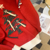 Christma Tree Knit Sweater Pullover Women Fashion Loose Casual Ladies Tops 2023 Winter Long Sleeve O-neck Knitwear Jumpers