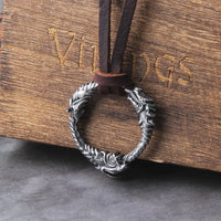 Stainless Steel Goth Infinity Ouroboros Norse Dragon Necklace Pendant Gothic Accessories Amulet Viking Runes Jewelry with box