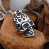 Gothic Dominating Skull Pendant Stainless Steel Vintage Men's Punk Rock Flame Skull Necklace Trendy Popular Jewelry Dropshipping