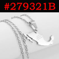 Anniyo Viva Mexico Map Pendant Necklace for Women Girls Men Mexican Maps Stainless Steel Metal Jewelry #279221