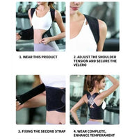 Male and female back support posture corrector - shoulder straightener with adjustable full back support posture strap
