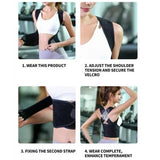 Male and female back support posture corrector - shoulder straightener with adjustable full back support posture strap