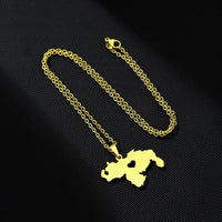 New stainless steel smooth heart-shaped Venezuela map necklace fashion men and women couples titanium steel pendant accessories