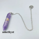 Natural Gem Stone Pendant Crystal Pendulum for Divination Answer Reiki OM Charms Fluorite Amethysts Clear Quartz Pendulos x228