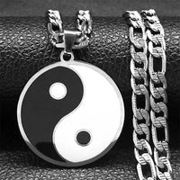 Yin Yang Pendant Necklace for Men Stainless Steel Gold Color Chinese Taoism Ba Gua Taichi Sign Necklaces Jewelry Gifts N8476S08