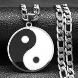 Yin Yang Pendant Necklace for Men Stainless Steel Gold Color Chinese Taoism Ba Gua Taichi Sign Necklaces Jewelry Gifts N8476S08