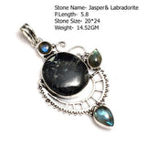 Genuine Labradorite Jasper Agate Turquoise  Pendant