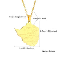 2024 new fashion stainless steel Zimbabwe city with map pendant necklace temperament everything collarbone chain birthday annive