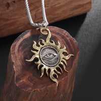 Retro Gothic Sun God Necklace All Seeing Eye Pendant Men's Punk Personality Charm Fashion Trend Amulet Jewelry
