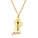 Anniyo I LOVE Guyana Map Pendant Necklace Women Girls,The Capital Georgetown Jewelry Republic of Guyana #159521