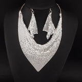 3PCS Women Leopard Necklace + Earring Set Fashion Sexy Bright Beads Triangle Scarf Collarbone Chain Earrings Jewelry Set