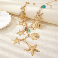Starfish shell small fish Y necklace for women girls holiday party gift geometric fashion jewelry AN022