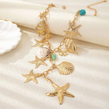 Starfish shell small fish Y necklace for women girls holiday party gift geometric fashion jewelry AN022