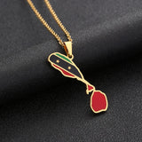 2024 New fashion stainless steel Saint Kitts and Nevis Commonwealth Map Necklace for women and men couples Ethnic style accessor