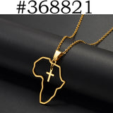 Anniyo African Map With Cross Pendant Necklaces Stainless Steel Jewelry for Women Girls Ghana Nigeria Congo Zimbabwe @368821