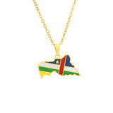 2024 New fashion stainless steel Central African Republic map with flag necklace for women and men couples ethnic style accessor