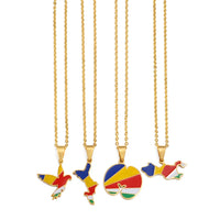 Anniyo Seychelles Mahe and Praslin Island Map Flag Coco De Mer Pendant Necklaces for Women Stainless Steel Jewelry #516462