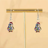YAOLOGE Fun Leisure Santa's Hat Colorful Light Strip Penguin Earrings 2D Acrylic Design Women Winter Atmosphere Eardrop Gifts