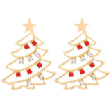 Christmas Colored Zircon Christmas Tree Simple and Fashionable Women's Earrings Creative Jewelry Holiday Gift