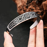 Fashion Creative Vikings Valknut Bracelets For Men Women 316L Stainless Steel Nordic Celtics Knot Open Bangle Jewelry Wholesale