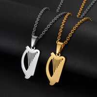 2025 Irish Harp Pendant Necklaces for Women Jewelry Stainless Steel Ireland Instruments #505162