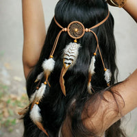 Fashion Boho Style Feather Headband Hairpiece Beads Feather Headdress Handmade Girls Hair Accessories High Quality