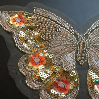 Fashion Luxury beaded sequin embroidery butterfly lace appliques for wedding dresses Rhinestone  applique parches ropa