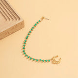 Lacteo Trendy Nose Rings for Women Connecting Earrings Black Green Small Crystal Beads Fake Nostril Piercing Clip Jewelry Ladies