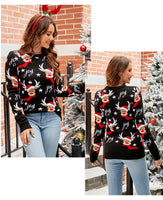 Christmas Knitwears Sweater Women Autumn And Winter New O Neck Long Sleeve Printed Fashion Casual Knitted Pullovers Feminina Top