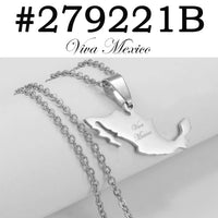 Anniyo Viva Mexico Map Pendant Necklace for Women Girls Men Mexican Maps Stainless Steel Metal Jewelry #279221