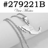 Anniyo Viva Mexico Map Pendant Necklace for Women Girls Men Mexican Maps Stainless Steel Metal Jewelry #279221
