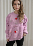 Christmas Sweater Women 2024 Korean Style O Neck Casual Loose Jumper Women Chic O Neck Peark Bow New Year Sweater Knitwear