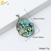 CSJA Natural Stone Labradorite Heart Pendant for Making Necklace Animal Owl Fox Carving Pendants Jewelry Gift Men H480