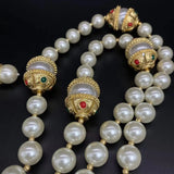 Luxury Vintage Baroque long pearl fringe necklace French delicate elegant colorful rhinestones wedding party jewelry accessories