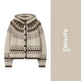 Retro Fair Isle Knitted Sweater Coat Early Spring Women's Autumn Winter Christmas Pattern Hat Hood Full Sleeve from China