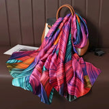 Soft Large Size Silk Scarf Women's Fashionable Lightweight Luxury Spring Autumn Popular New Style Simulation Silk Shawl
