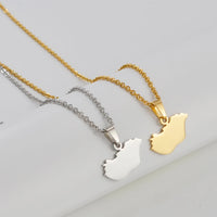 Anniyo 2CM Hungary Map Pendants Necklaces Jewelry Chain Stainless Steel #505362