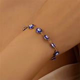 Lucky Heart Evil Eye Chain Anklet Bracelet for Women Men Fashion Star Simulated Pearl Wrap Jewelry Foot Wrist Summer Friend Gift