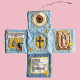 Handcrafted Pocket Devotional - Faith Edition Cross-Shaped Fabric Pouch Sewing Pocket Devotional with Cross Saint Images Prayers