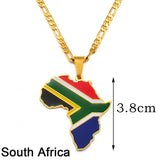 Anniyo 3.8CM Hip-hop South Sudan/Côte d'Ivoire/South Africa Map Flag and Africa Pendant Necklaces for Women Men Jewelry #321321